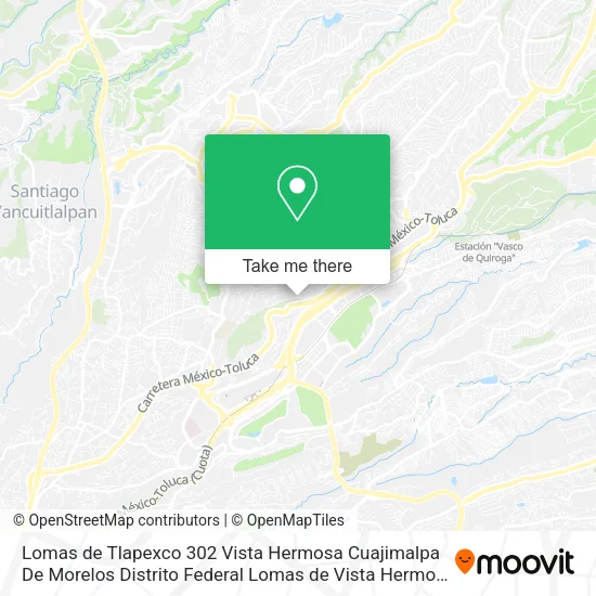 Lomas de Tlapexco 302 Vista Hermosa  Cuajimalpa De Morelos  Distrito Federal  Lomas de Vista Hermos map