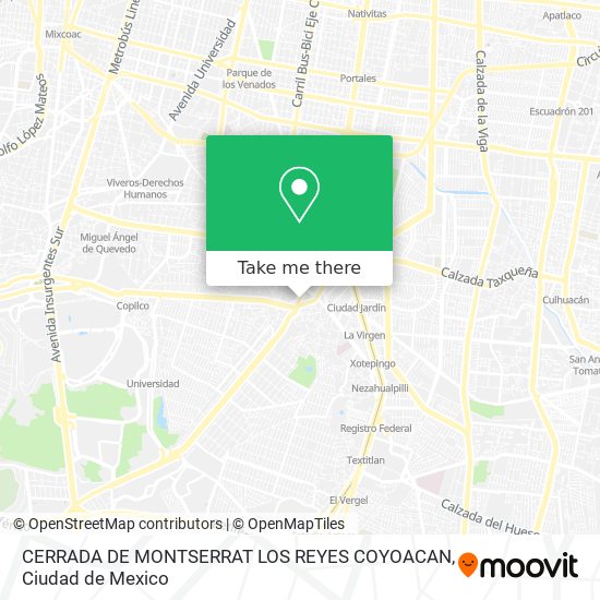 CERRADA DE MONTSERRAT  LOS REYES COYOACAN map
