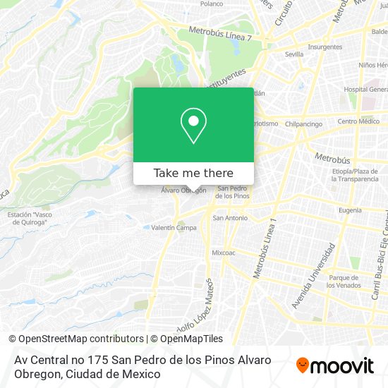 Av  Central no 175  San Pedro de los Pinos  Alvaro Obregon map