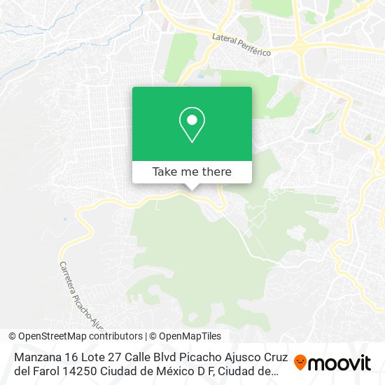 Manzana 16 Lote 27   Calle Blvd  Picacho Ajusco  Cruz del Farol  14250 Ciudad de México  D F map