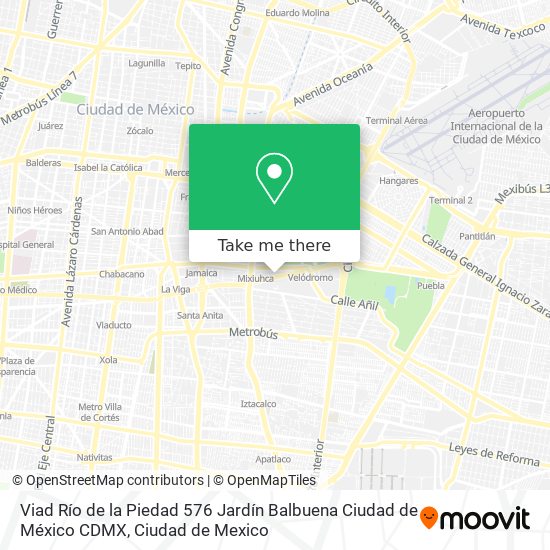 Viad  Río de la Piedad 576 Jardín Balbuena  Ciudad de México  CDMX map