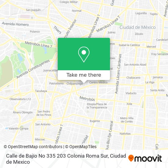 Calle de Bajío No  335 203  Colonia Roma Sur map