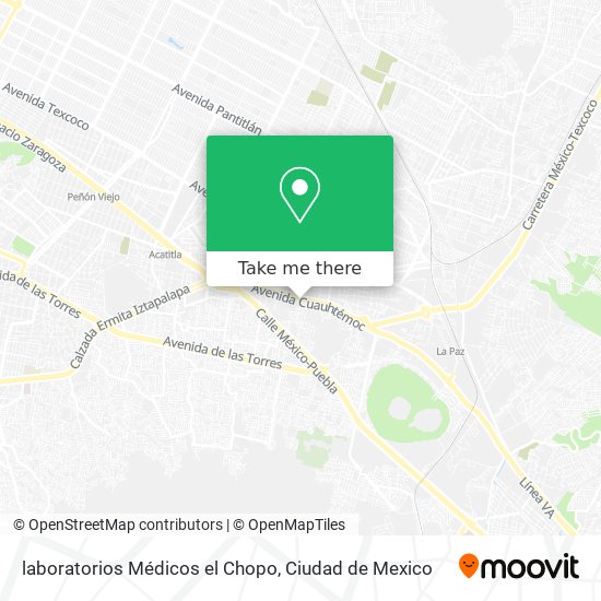 Mapa de laboratorios Médicos el Chopo