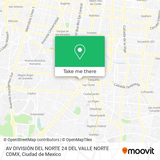 AV  DIVISIÓN DEL NORTE 24 DEL VALLE NORTE  CDMX map