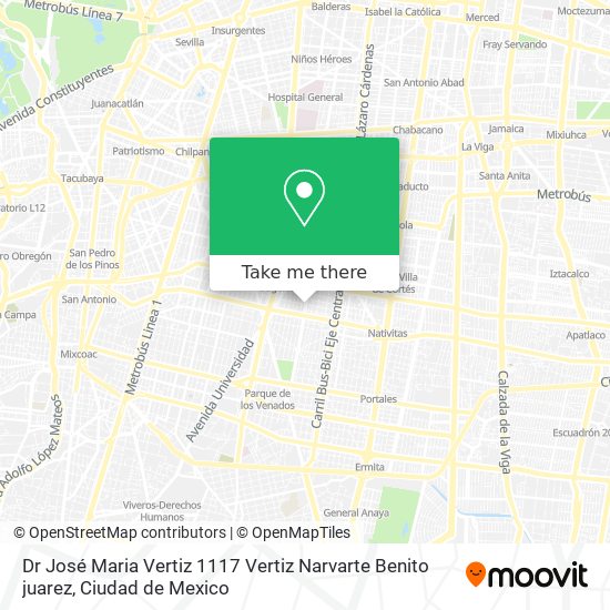 Dr  José Maria Vertiz 1117  Vertiz Narvarte  Benito juarez map