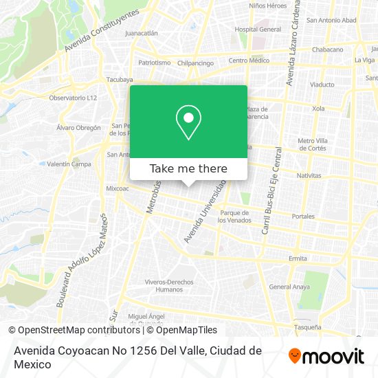 Avenida Coyoacan No 1256 Del Valle map