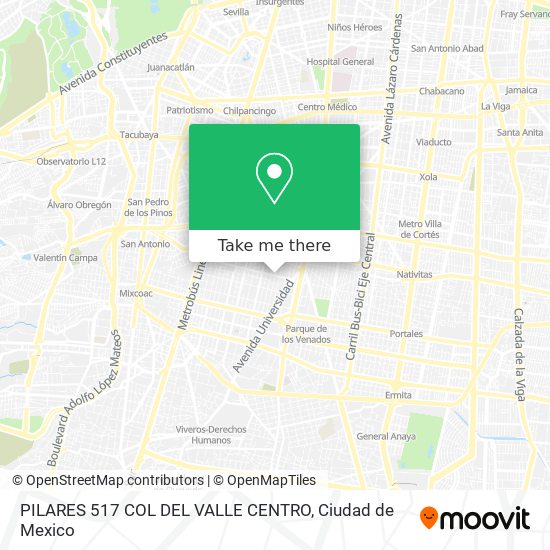 PILARES 517 COL DEL VALLE CENTRO map