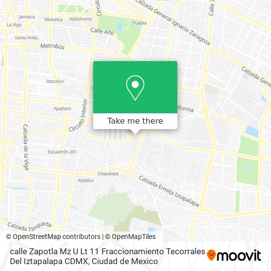 Mapa de calle Zapotla Mz  U  Lt  11  Fraccionamiento Tecorrales  Del  Iztapalapa  CDMX