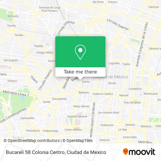 Bucareli 58 Colonia Centro map