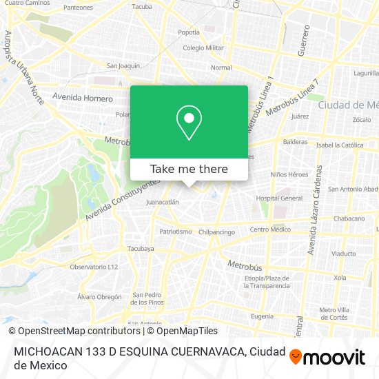 MICHOACAN 133 D ESQUINA CUERNAVACA map