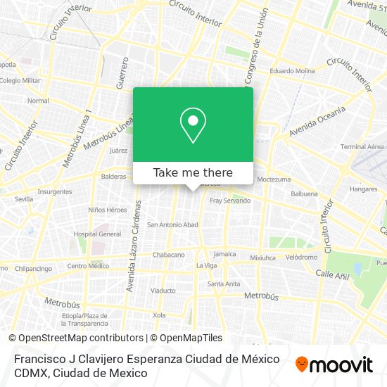 Mapa de Francisco J  Clavijero  Esperanza  Ciudad de México  CDMX