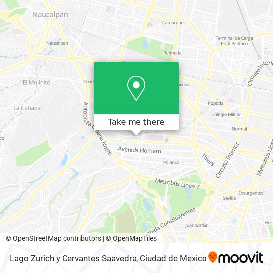 Mapa de Lago Zurich y Cervantes Saavedra