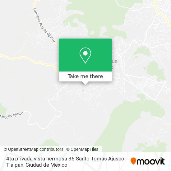 4ta privada vista hermosa  35 Santo Tomas Ajusco Tlalpan map