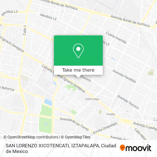 Mapa de SAN LORENZO XICOTENCATL  IZTAPALAPA