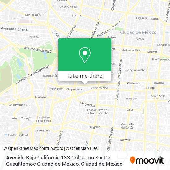 Avenida Baja California  133  Col  Roma Sur  Del  Cuauhtémoc  Ciudad de México map