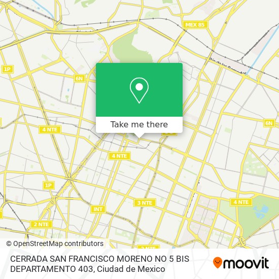CERRADA SAN FRANCISCO MORENO NO 5 BIS DEPARTAMENTO 403 map