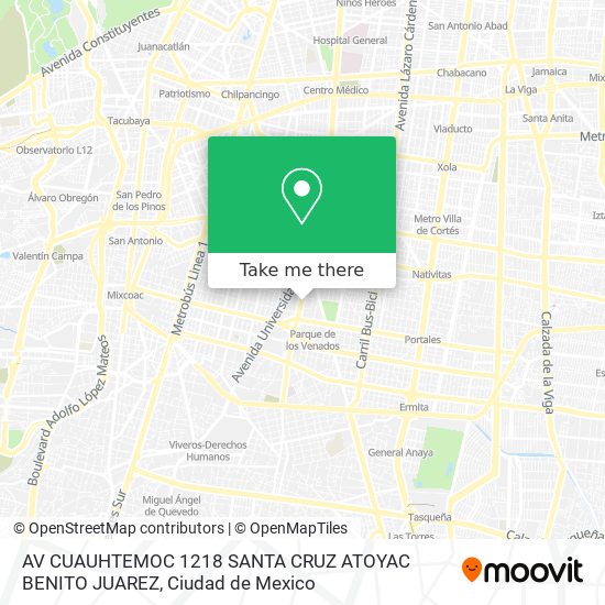 Mapa de AV CUAUHTEMOC 1218  SANTA CRUZ ATOYAC  BENITO JUAREZ