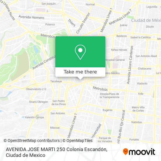 AVENIDA JOSE MARTI 250 Colonia Escandón map