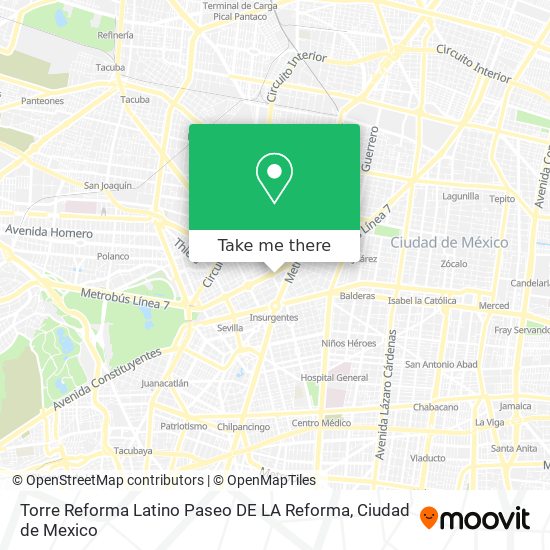Mapa de Torre Reforma Latino   Paseo DE LA Reforma