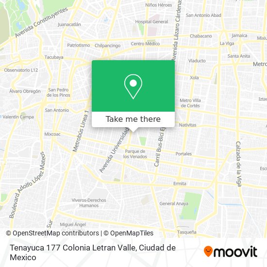 Tenayuca  177  Colonia Letran Valle map