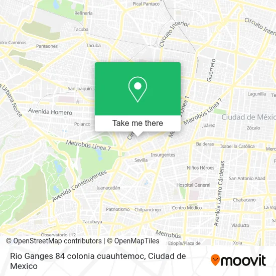 Rio Ganges 84  colonia cuauhtemoc map