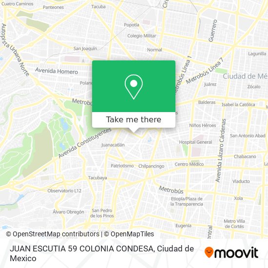 JUAN ESCUTIA 59  COLONIA CONDESA map