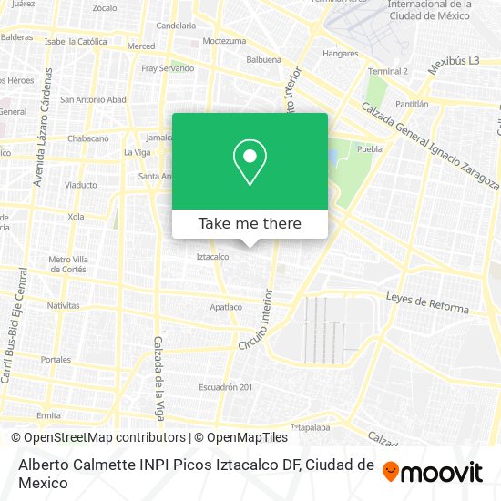 Alberto Calmette  INPI Picos  Iztacalco  DF map