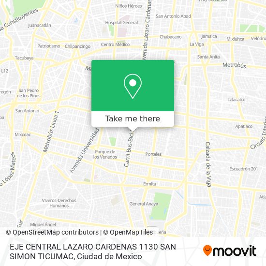 EJE CENTRAL LAZARO CARDENAS 1130 SAN SIMON TICUMAC map
