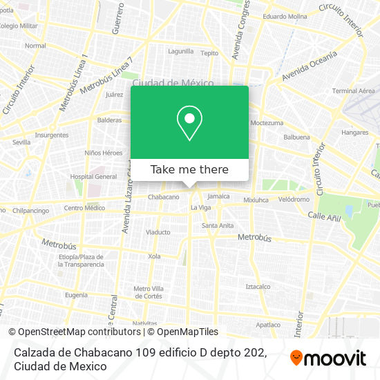 Mapa de Calzada de Chabacano 109  edificio D  depto 202