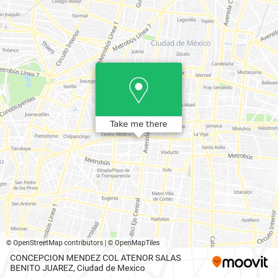 CONCEPCION MENDEZ  COL  ATENOR SALAS BENITO JUAREZ map