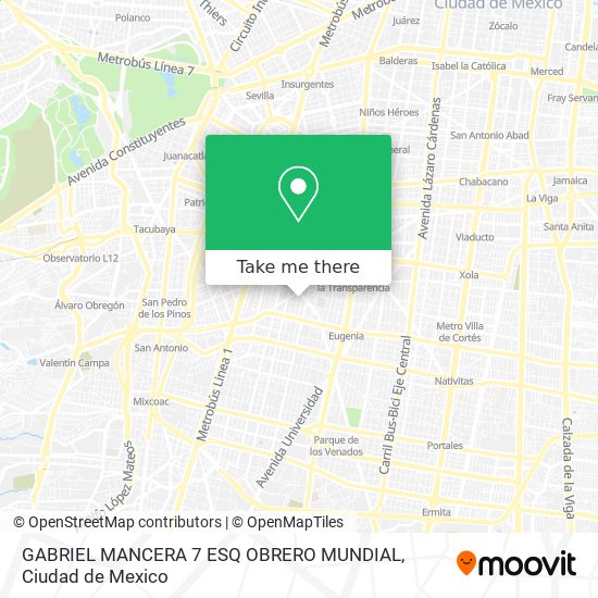 GABRIEL MANCERA 7 ESQ  OBRERO MUNDIAL map