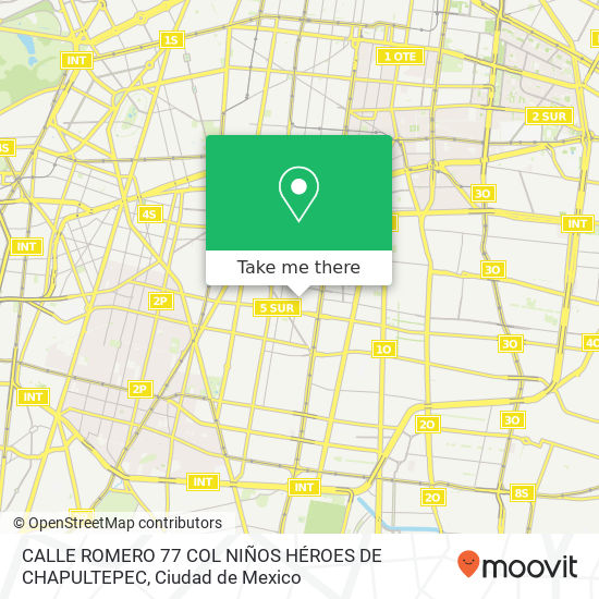 CALLE ROMERO  77 COL NIÑOS HÉROES DE CHAPULTEPEC map