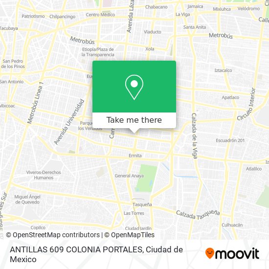 ANTILLAS 609 COLONIA PORTALES map