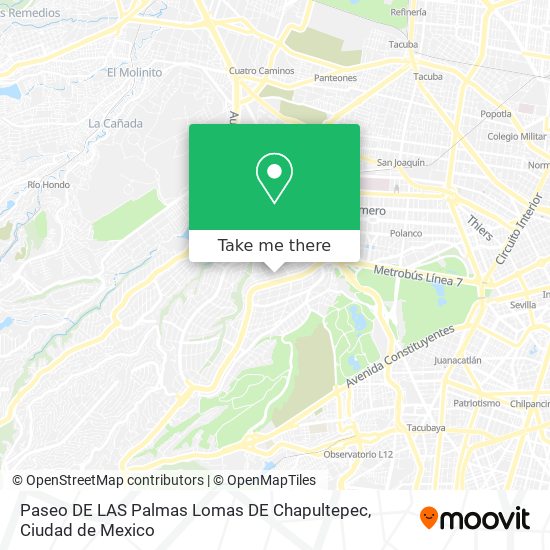 Mapa de Paseo DE LAS Palmas     Lomas DE Chapultepec