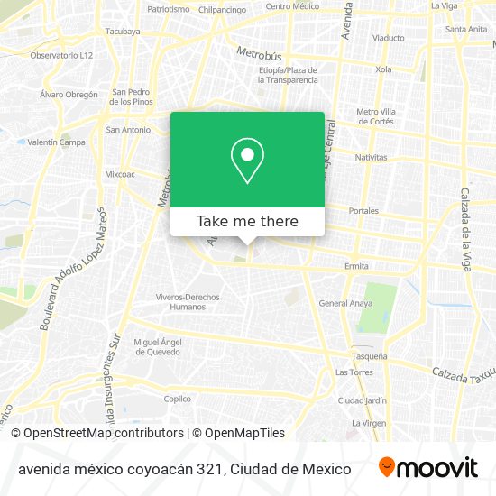 Mapa de avenida méxico coyoacán 321