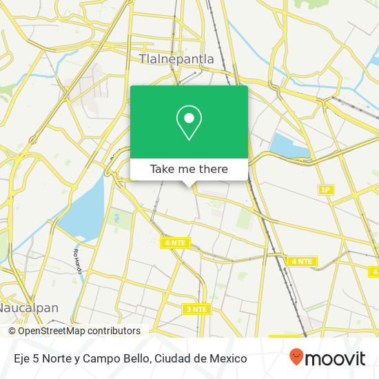 Eje 5 Norte y Campo Bello map