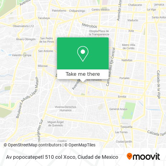 Av  popocatepetl 510 col  Xoco map