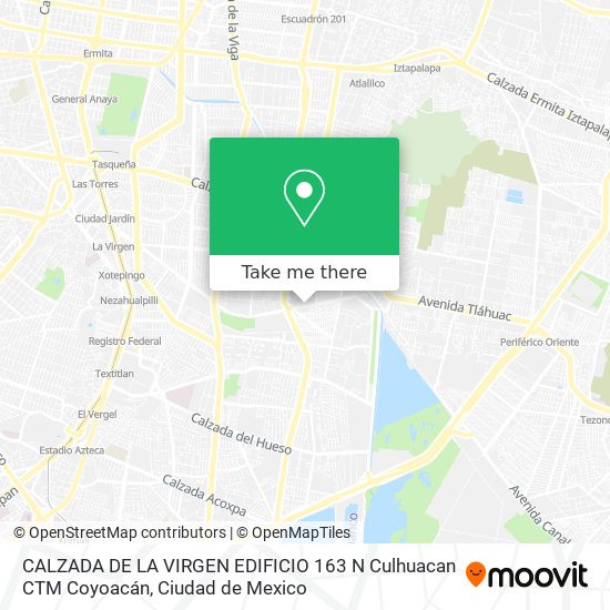 Mapa de CALZADA DE LA VIRGEN EDIFICIO 163 N   Culhuacan CTM   Coyoacán