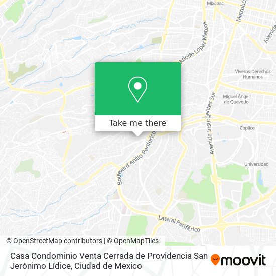 Casa Condominio Venta Cerrada de Providencia  San Jerónimo Lídice map