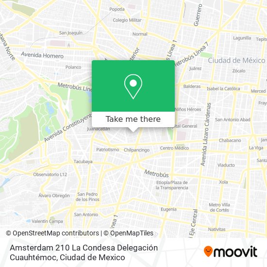 Amsterdam 210  La Condesa  Delegación Cuauhtémoc map
