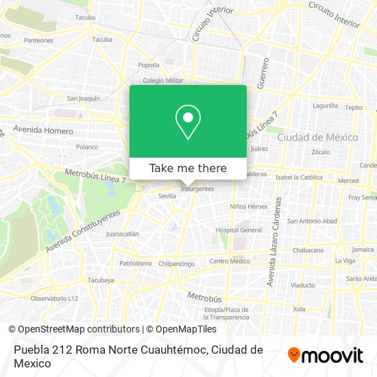 Puebla 212  Roma Norte  Cuauhtémoc map