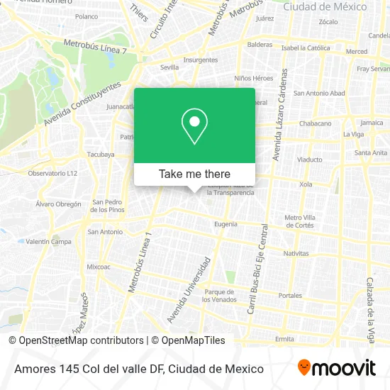 Amores    145 Col del valle DF map