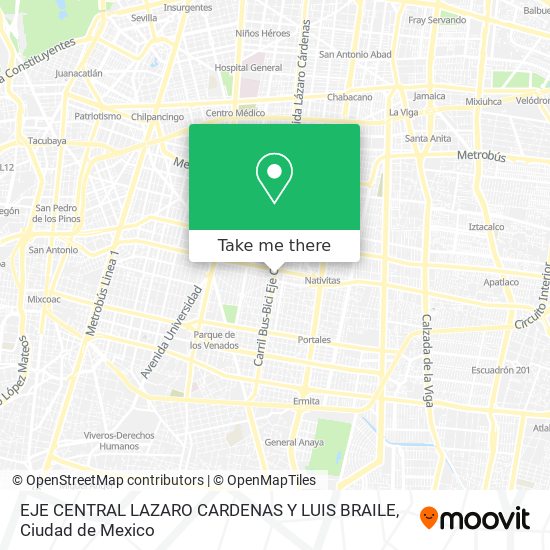 EJE CENTRAL LAZARO CARDENAS Y LUIS BRAILE map