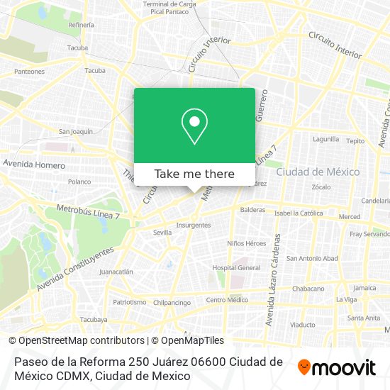 Mapa de Paseo de la Reforma 250  Juárez  06600 Ciudad de México  CDMX