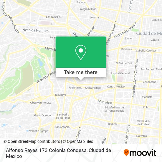 Alfonso Reyes 173 Colonia Condesa map