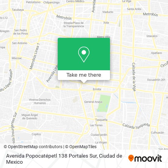 Mapa de Avenida Popocatépetl 138  Portales Sur