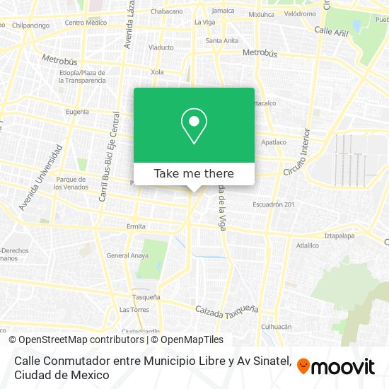 Calle Conmutador  entre Municipio Libre y Av  Sinatel map