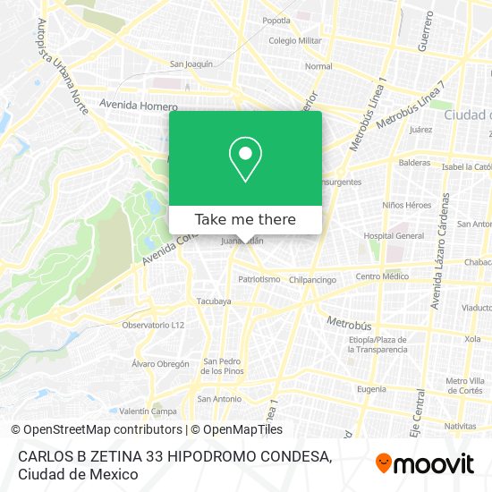 Mapa de CARLOS B  ZETINA  33 HIPODROMO CONDESA