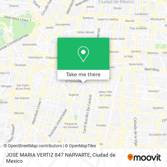 Mapa de JOSE MARIA VERTIZ 847 NARVARTE