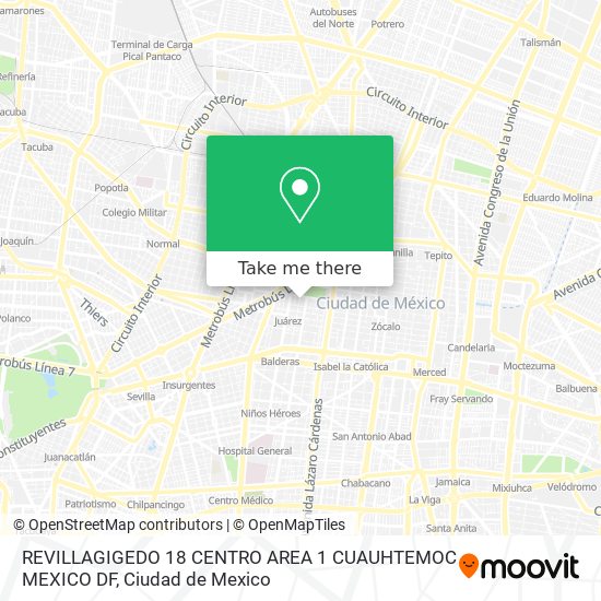 REVILLAGIGEDO 18  CENTRO AREA 1  CUAUHTEMOC  MEXICO DF map